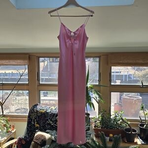 Pink Satin Midi Dress